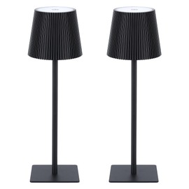 LUTEC 2 Pack Cordless Table Lamp,6000mAh Rechargeable Battery Operated Desk Lamp,Two Adjustable Heights,Waterproof, Touch Control & 3 Color Stepless Dimming for Restaurant/Bedroom/Bars/Outdoor (Black)