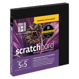 Ampersand Art Supply Scratchbord Art Panel: Museum Series Scratchboard, 1/8 Inch Flat Profile, 5" x 5" - Pack of 3