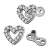 Harilla 2pcs Dermal Tops and Base Stainless Steel Jewelry, Heart