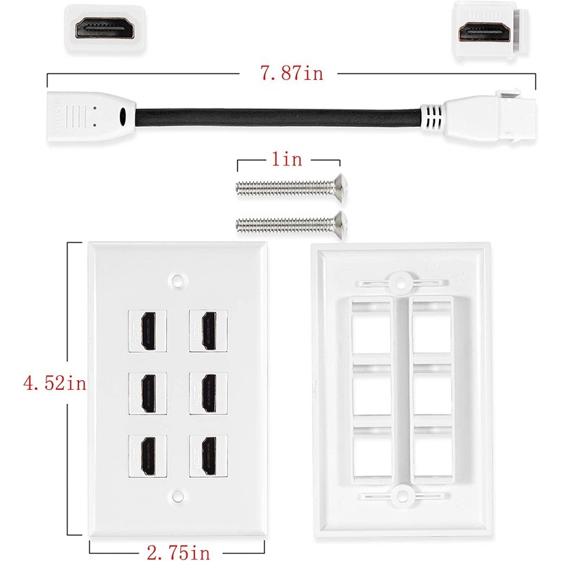 MXTECHNIC Single Port 4K HDMI Wall Plate Outlet Cover with