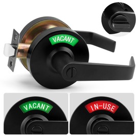 Vacant or in-Use Privacy Bathroom Door Lock with Handle,Occupied Bathroom Lever Lock with Large Indicator Sign,ANSI Grade 2 Commercial Door Handle,for Public Restrooms Office Hospital (Matte Black)