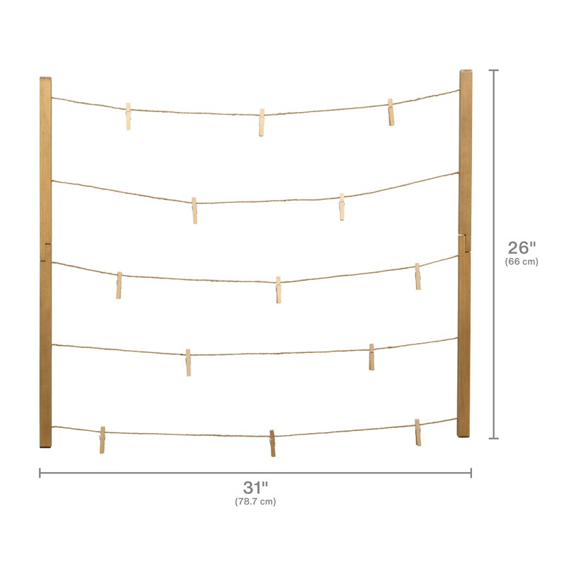 MELANNCO Natural Twine Two Bar Hanging Photo Collage with 30