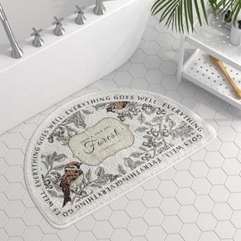 vctops Half Circle Bathroom Rugs Floral Print Soft Absorbent Microfiber Bath Rugs Non Slip Quick Dry Bath Mats for Bathroom Floor, Tub and Shower, Home Decor Accessories (Half Round Floral D,16"x24")