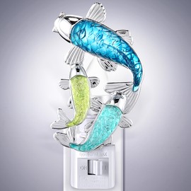 Seashell Night Light, Sea Animal Decorative Night Light Plug into Wall with Manual On/Off Switch, LED Energy-Saving Lamps, 360° Swivel Plug, Beach Decor for Bedroom Bathroom Hallway (Fish)