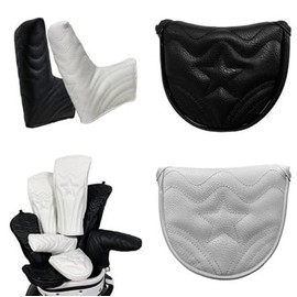 Putter Cover Headcover Odyssey 2 Ball Magnetic Mallet Fit Cameron Odyssey Pin Star Black White (Mallet Black)