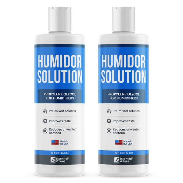 Humidor Solution, Propylene Glycol for cigar humidifiers, 2 Pack 16oz Humidor Accessories by Essential Values…