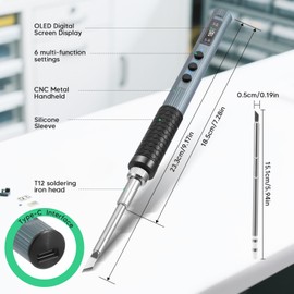 T12 Precision Soldering Iron Set, 65W OLED Display, Temperature Adjustable 180-450°C, 6 Seconds Fast Heating, Automatic Sleep Mode, Soldering Tips and Soldering Iron Stand, Soldering Iron for Repairs