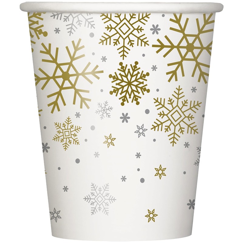 Unique Party 77126 - 9oz Silver and Gold Snowflakes Christmas