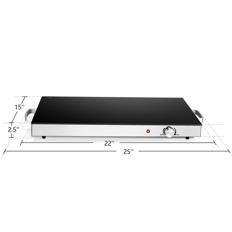 CHEFJOY Electric Warming Tray, Food Warmer w/Large Hot Plates &