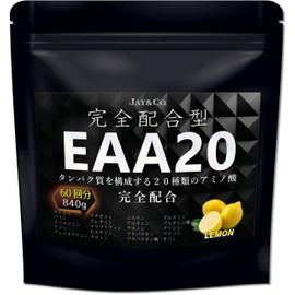 JAY&CO. EAA20 Complete Formulation, Amino Acid Score of 100, Fully Formulated with 20 Different Amino Acids that Make Up Muscles (Lemon, 60 Times)