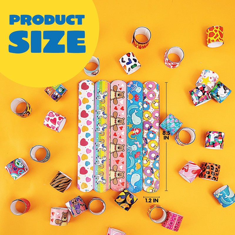 JOYIN 144 Pcs Slap Bracelets for Kids, Bulk Wristbands with