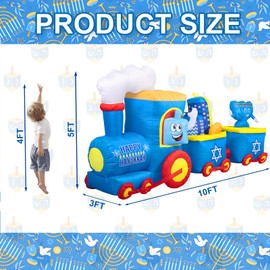 Nervure 10FT Hanukkah Train and Menorah Inflatables - Hanukkah Inflatable Yard Decoration - Blow up Inflatable with LED Lights for Home Garden Lawn Yard Outdoor Decor