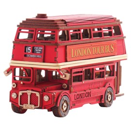 Rolife London Tour Bus 3D Puzzle Bookends Wooden Model Kits Adults 3D Wooden Puzzle Craft for Toys DIY Kit for Children Gifts for Women TGM02