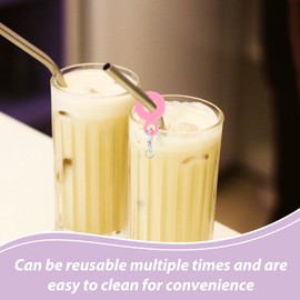 PRETYZOOM 16pcs Straw Charm Adapters, Silicone Straw Hanging Ornaments Charms Drinking Straw Pendant Reusable Drinking Straw Adapters Straw Charm Accessories