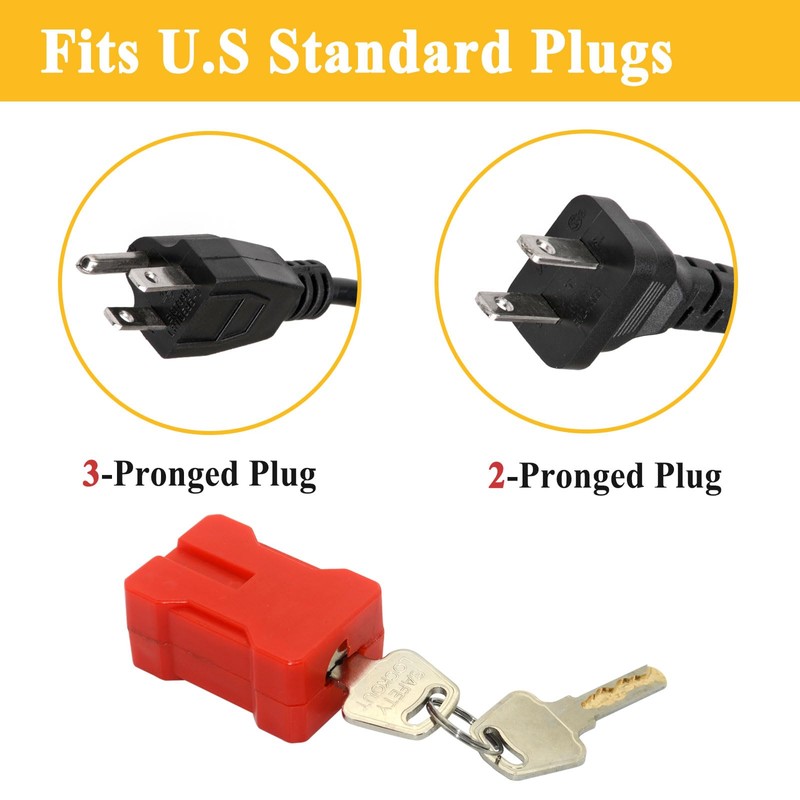 10Pcs 7397 Electrical Plug Lockout Device with 2 Keys, Fits