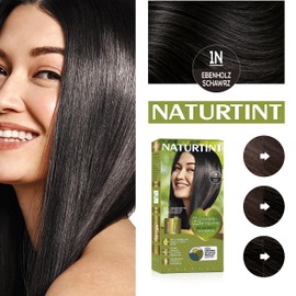 Naturtint Biobased Hair Colour without Ammonia 1N Black High Content of Natural Ingredients Pack of 3 510 ml
