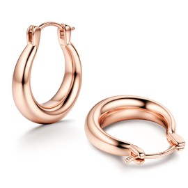 KRFY Gold Hoop Earrings for Women, 18 Carat Gold-Plated Chunky Earrings, Hypoallergenic Hoop Earrings Made of Sterling Silver, Lightweight Gold Hoop Earrings with Sterling Silver for Women