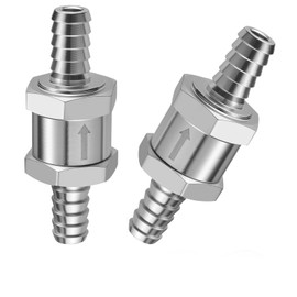 EVIL ENERGY 5/16" Fuel Check Valve One Way Inline Non Return Diesel Gasoline Silver (8mm OD,2PCS)