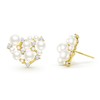 Yivioep 14K Gold Plated Pearl Stud Earrings, Simulated White Pearl