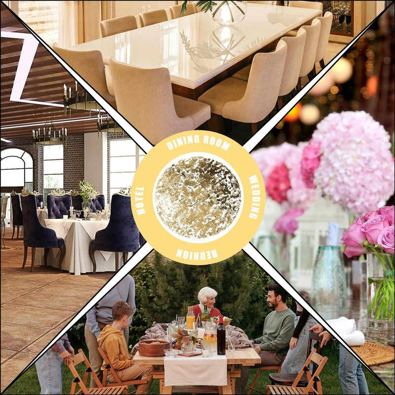 Bojueshaw 16PCS Disposable Gold Foil Placemats Round Metallic Mesh Table