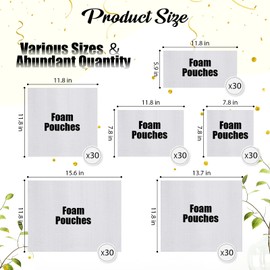 Frienda 180 Pcs Plate Packing Sleeves for Moving 6 Sizes Cushion Foam Pouches Foam Packing Pouches Foam Sleeves for Packing Dishes Glasses China Plate Mug Cup Shipping Packaging Cushioning Supplies