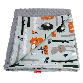 ByBoom Basics Baby Blanket 75 x 100 cm, Oeko-Tex, Double-Sided, Fluffy Cuddly First Blanket with Cotton and Minky Side, Extra Soft, Made in EU