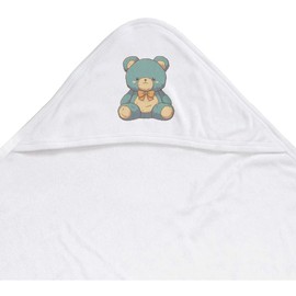 Azeeda 'Blue Teddy Bear Sitting' Baby Hooded Towel (HT00034979)