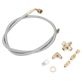 Oil Pipe, 1/8 npt Braided, Turbo Oil Supply Line, 3 an 36 Inch, Turbocharging and Accessories, 36 Inch Braided Steel Turbo 1 8 NPT Oil Supply Line, Suitable for T3 T3 T4 T4 T70