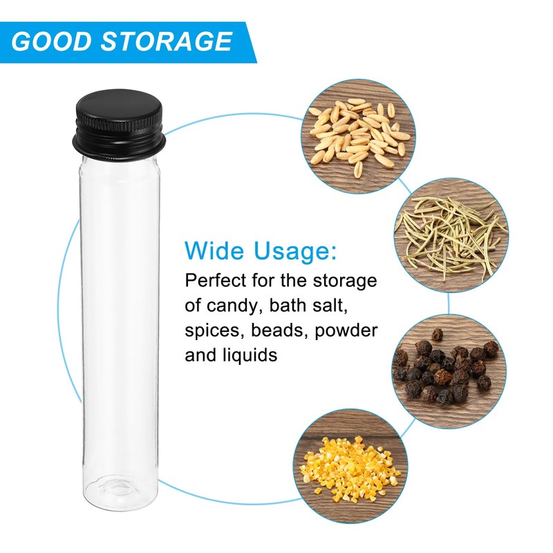 PATIKIL 65ml Plastic Test Tubes with Screw Caps, Set of