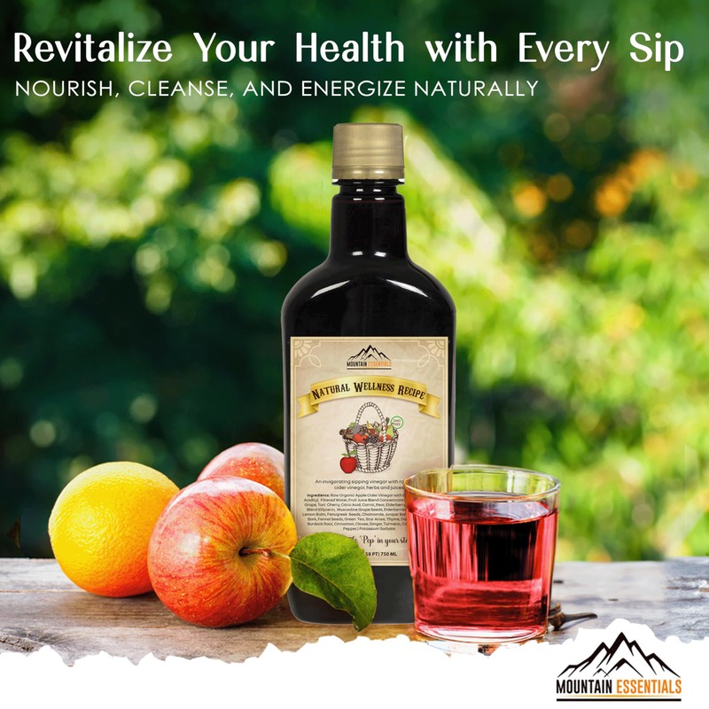 MOUNTAIN ESSENTIALS Natural Wellness Recipe Apple Cider Vinegar with Elderberry