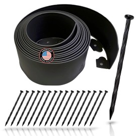 Instant Edging - (Extra Tall 4.75" High) - Black 20ft Premium No Dig Yard Edging Kit, for Landscaping, and Flower Gardens - Includes 18 Edging Stakes (Black)