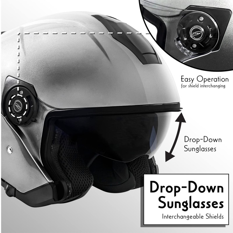 VCAN V88 3/4 Open Face Motorcycle Scooter Helmet ECE &