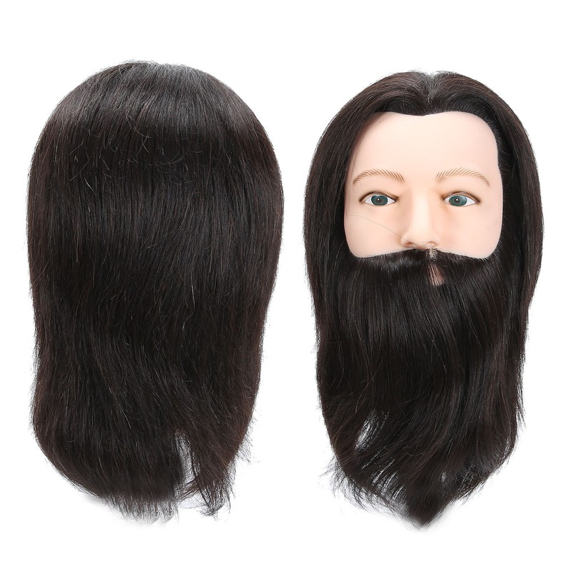 Salon Male Mannequin Head Human Hair Practice Hairdressing Training Head