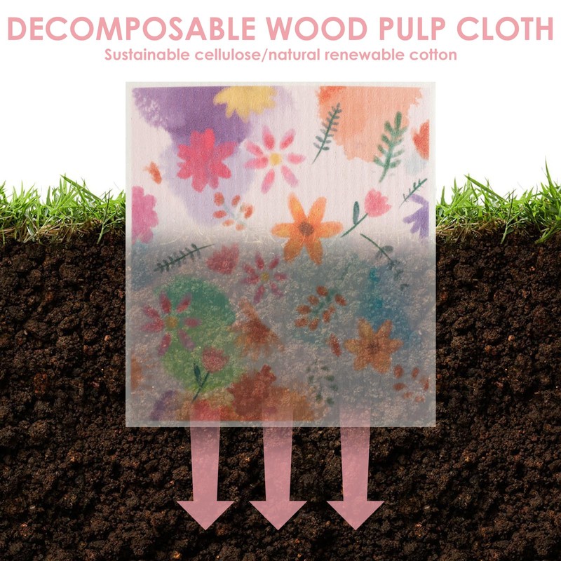 5/6/12Pcs Swedish Dishcloth Eco Friendly Biodegradable for Kitchen Cellulose Sponge