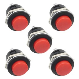 SYOWADA 5Pcs SPST Momentary Push Button Switch, AC250V/3A AC125V/6A Mini Push Button Switches, Off (ON) NO Momentary Push Button Switch R13-507BKR for Cars Ships Trucks