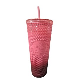Starbucks 2022 Starbucks Gradient Pink 24oz Venti Drink Cup Diamond Studded Tumbler Ombre'