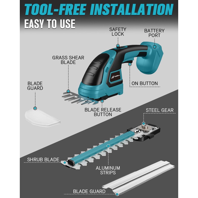 HEINPRO Cordless Hedge Trimmer Compatible with Makita 18V Battery (No
