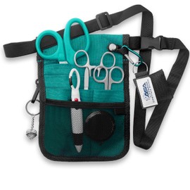 ASA Techmed Nurse Fanny Pack with Trauma Shears & Accessories – Medical Utility Belt with Nursing Supplies Including Tweezers, Bandage Scissors, CPR Face Shield, Measuring Tape - Turquoise