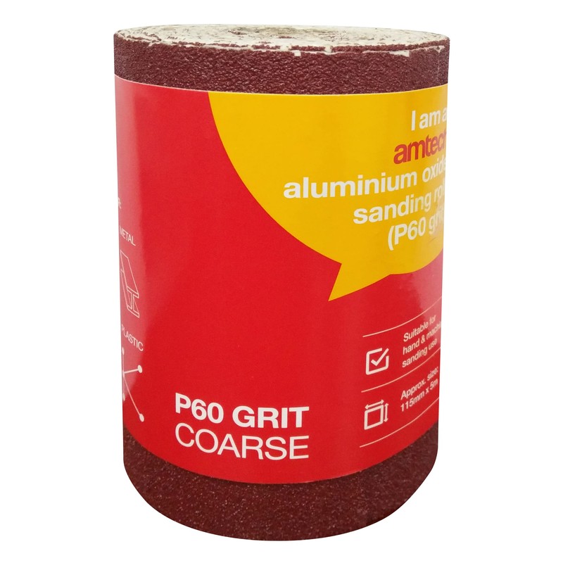 Amtech V4105 P60 grit (coarse) Aluminium Oxide Sanding roll (115mm