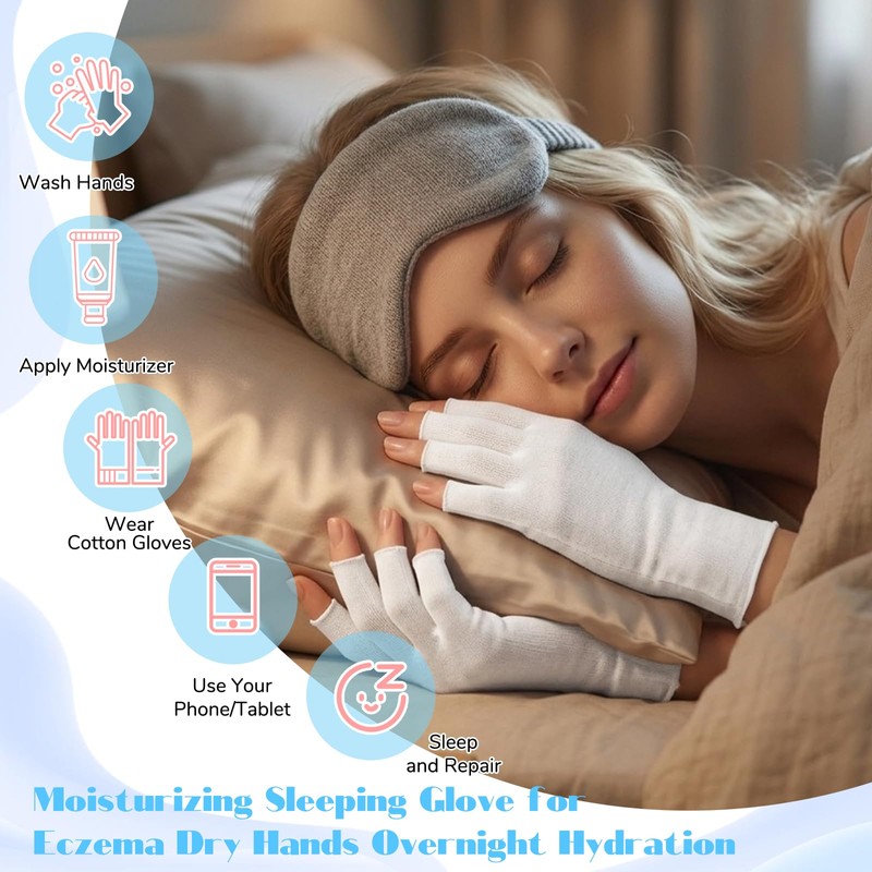HJZHII 6 Pairs White Fingerless Gloves, White Cotton Gloves for