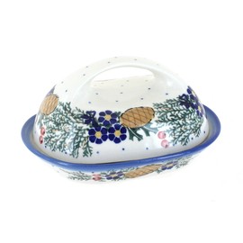 Blue Rose Polish Pottery Pinecone Butter Dish