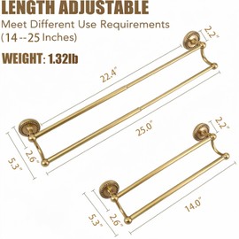Adjustable Double Towel Bar, Antique Brass Wall Mount Towel Rack
