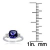 Sterling Silver Created Blue Sapphire and Cushion-cut Ring, Size 9