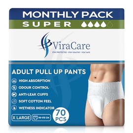 70 x Super Adult Nappies, Maximum Absorbency and Overnight Protection, Nappies for Men and Women, Incontinence Pants, Size X Large, Waist Size 95-175 cm (X Large)