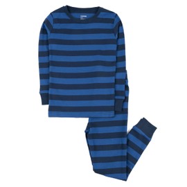 Leveret Boys Girls Kids Striped Two Piece Cotton Pajamas Blue & Navy Size 10 Years