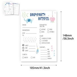 LIVESTN Pack of 30 Baby Shower Games Cards to Fill in, Baby Shower Guessing Game Cards, Gender Reveal Party Games, Baby Shower Games, Tiping Cards Decoration for Boys and Girls (A)