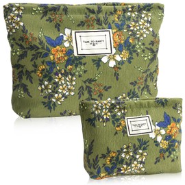 Kosmetiktasche Kulturtasche Make up Tasche Reise Waschtasche Cord Make up Organizer Waschbeutel Klein Kulturbeutel Schminktasche Multifunktionaler Kosmetikbeutel Set für Damen Mädchen Dunkelgrün