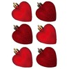 6 Pack 50mm Glitter / Plain Hearts Christmas Decoration -