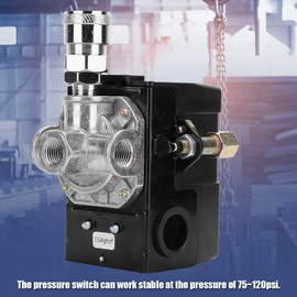 Válvula Reguladora de Presión Automática 4 Puertos G1/4 75-120 psi 220V para Compresores de Aire Industrial,Válvula Reguladora Automática