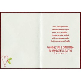 Designer Greetings Green Tea Pot, Tea Cup, Candy Canes, Hot Cocoa and Tea Great-Granddaughter Christmas Card